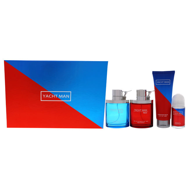 Yacht Man Blue und Yacht Man Red von Myrurgia für Männer - 4-teiliges Geschenkset