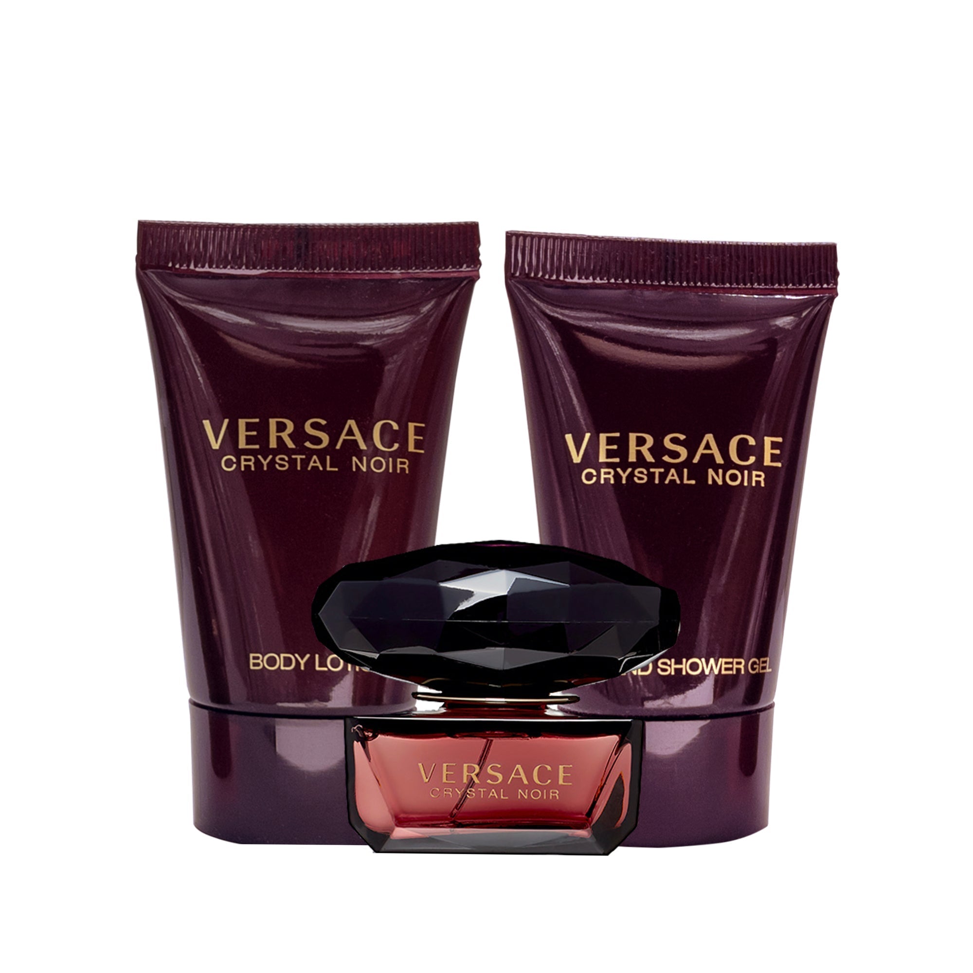 Versace Crystal Noir von Versace für Damen – 3-teiliges Mini-Geschenkset, 5 ml EDT Splash, 0,8 oz Bad und Dusche